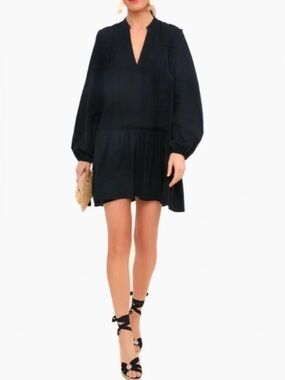 Tuckernuck Pomander Place Black V-Neck Long-Sleeve Mini Dress
